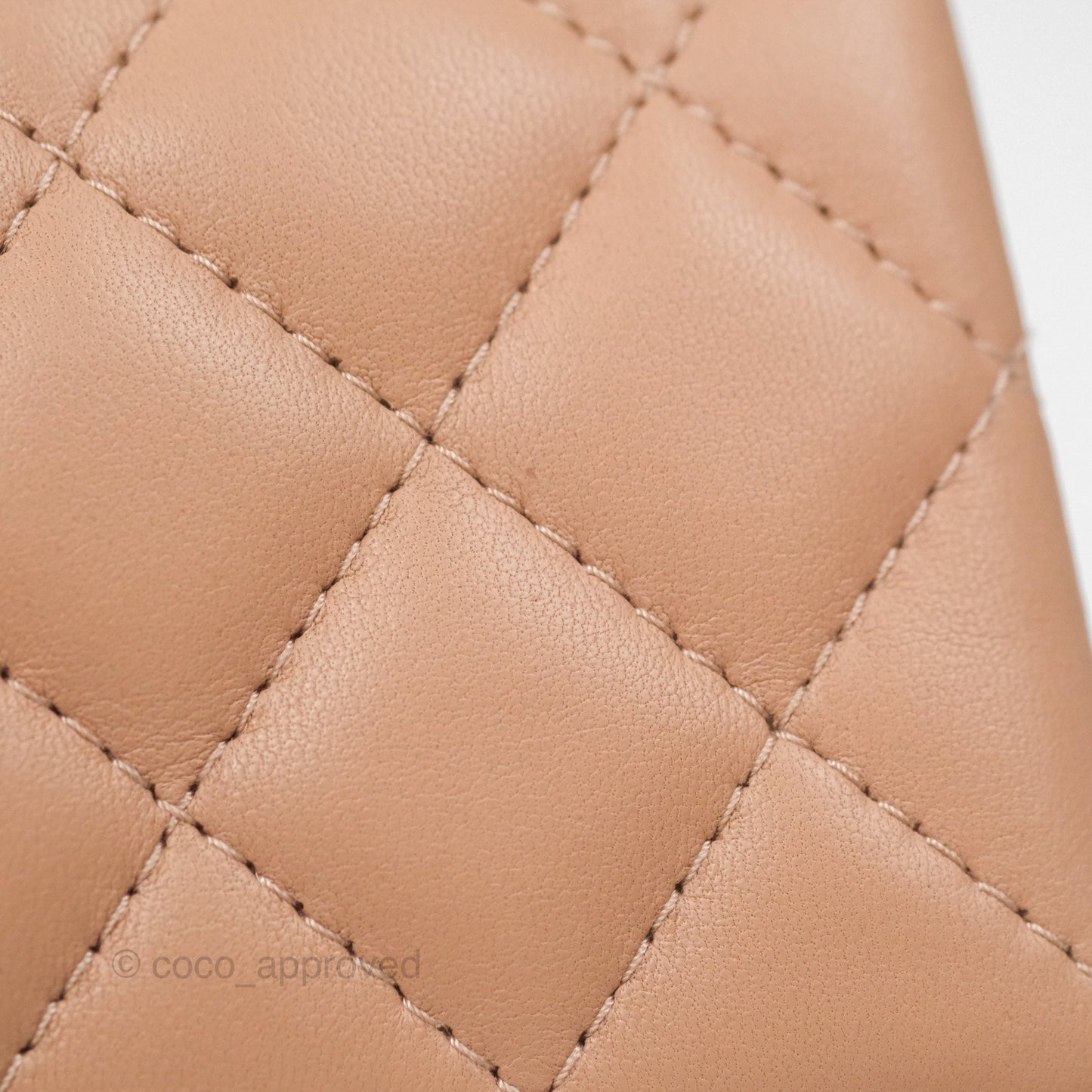 Chanel Quilted Mini Rectangular Flap Beige Lambskin Gold Hardware