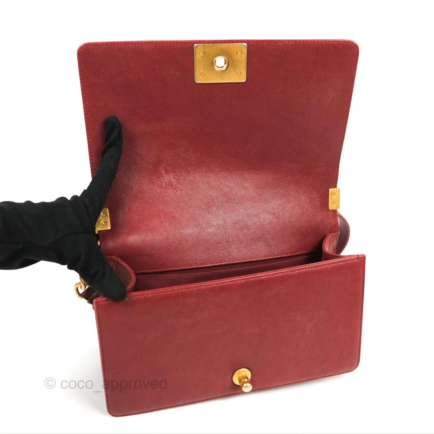 Chanel Quilted Medium Boy Burgundy Caviar Aged Gold Hardware