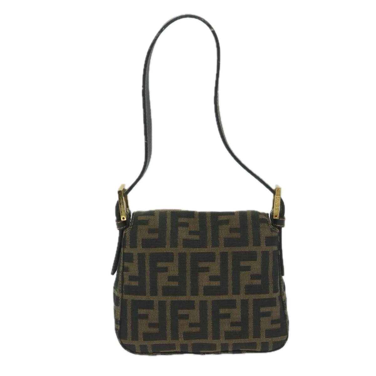 Luxury FendiZucca Canvas Mini Mamma Baguette Hand Bag Black Brown59810A