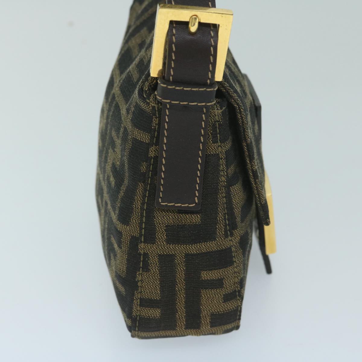 Luxury FendiZucca Canvas Mini Mamma Baguette Hand Bag Black Brown59810A