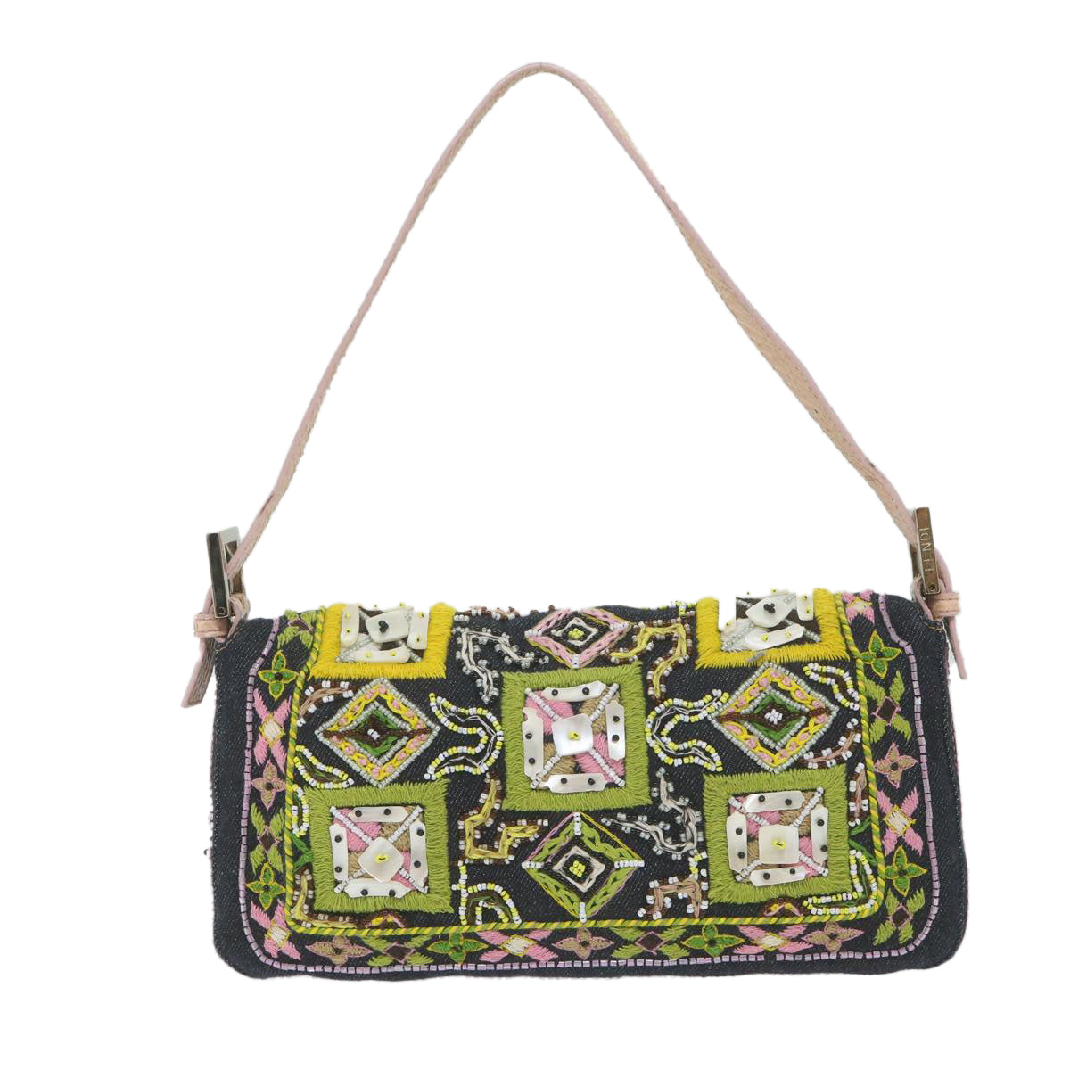 Luxury FendiMamma Baguette Shoulder Bag Denim Navy59814A
