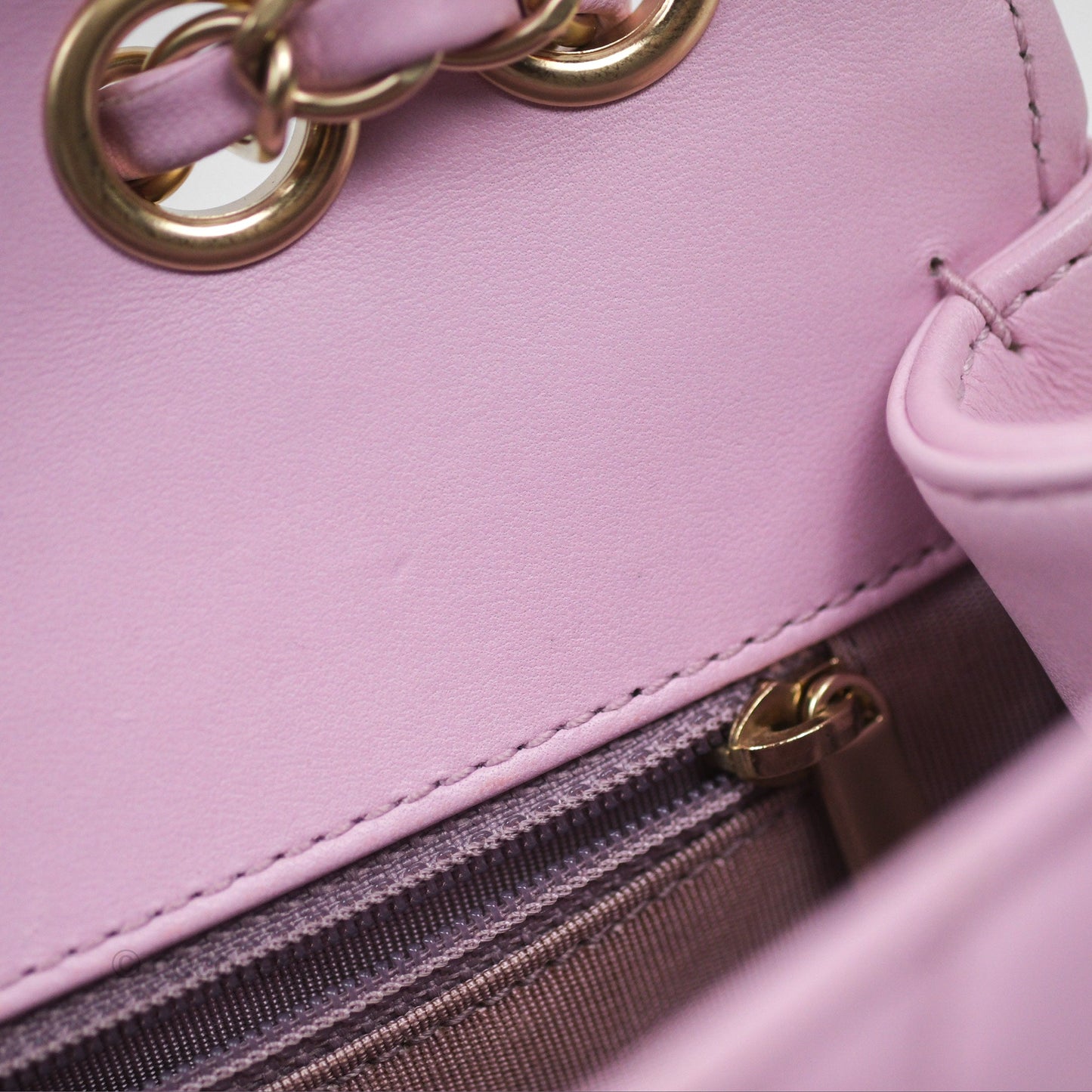 Chanel Quilted Flap Bag Pink Lambskin Aged Gold Hardware