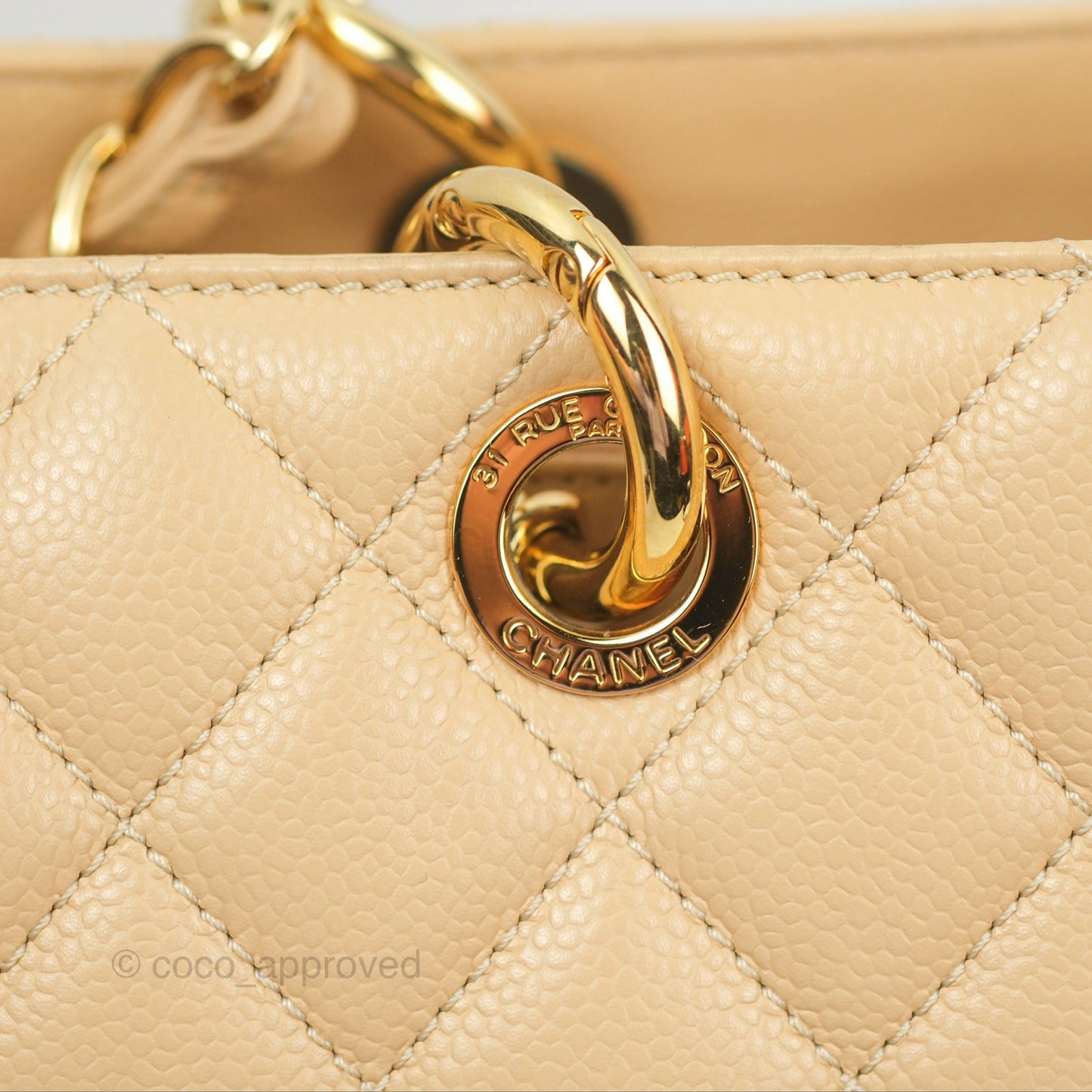 Chanel GST Beige Caviar Gold Hardware