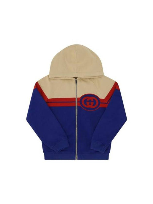 Luxury Gucci Trending 2025 Kids Logo Zip-Up Hoodie Beige Blue