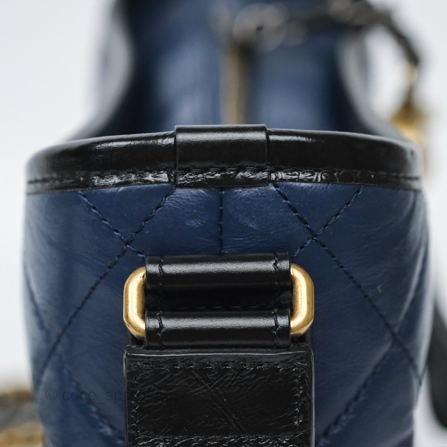 Chanel Small Gabrielle Hobo Quilted Black Navy Aged Calfskin