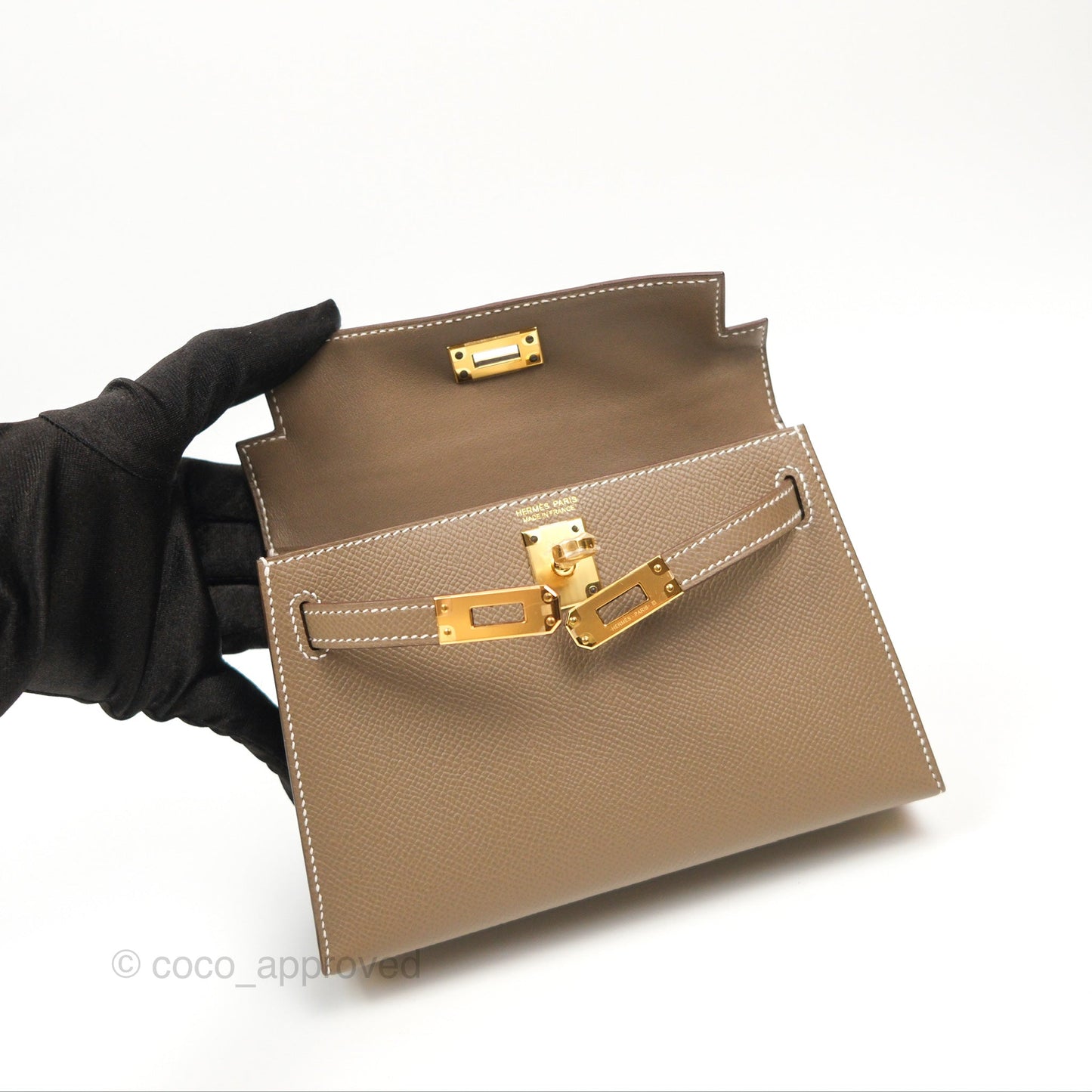 Hermès Mini Kelly II Etoupe Epsom Gold Hardware