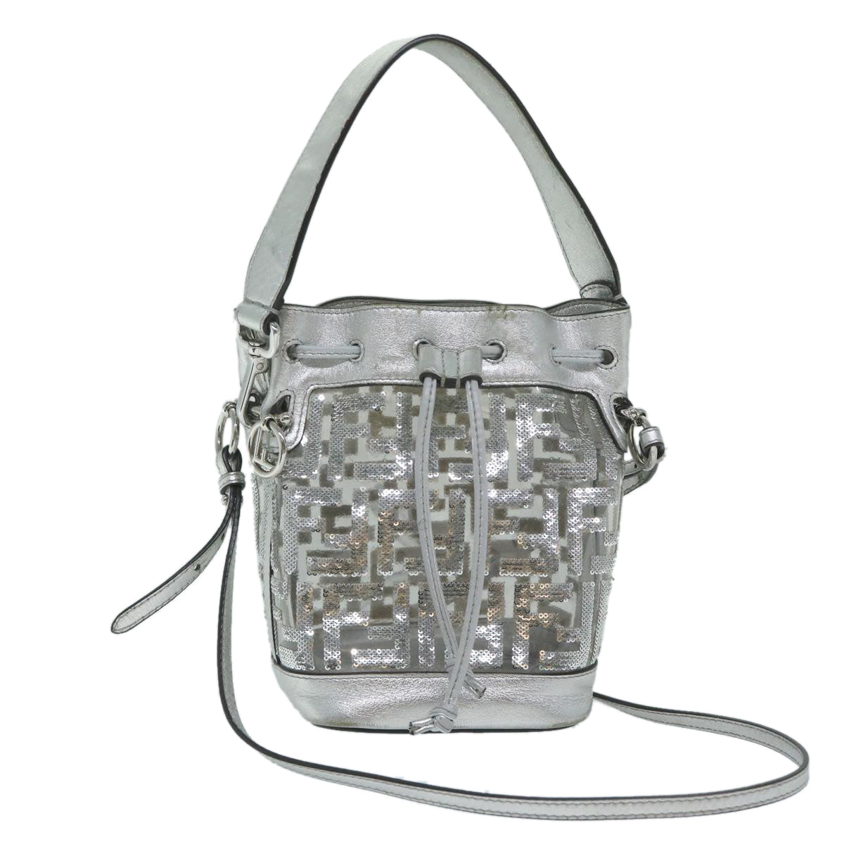 Luxury FendiZucca Canvas Montrezor Shoulder Bag Silver59882A