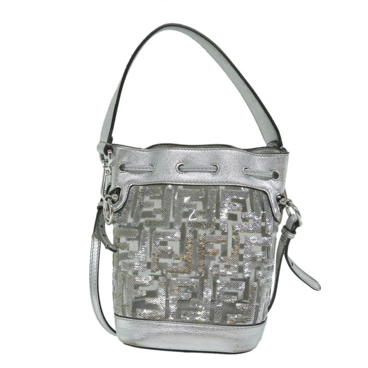 Luxury FendiZucca Canvas Montrezor Shoulder Bag Silver59882A