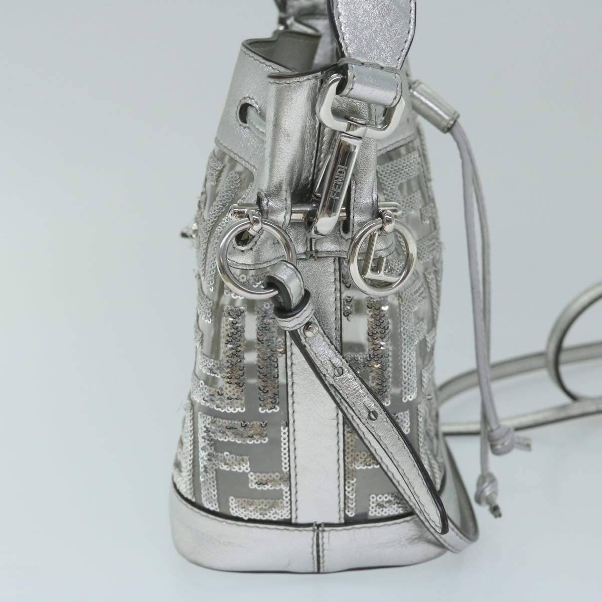 Luxury FendiZucca Canvas Montrezor Shoulder Bag Silver59882A