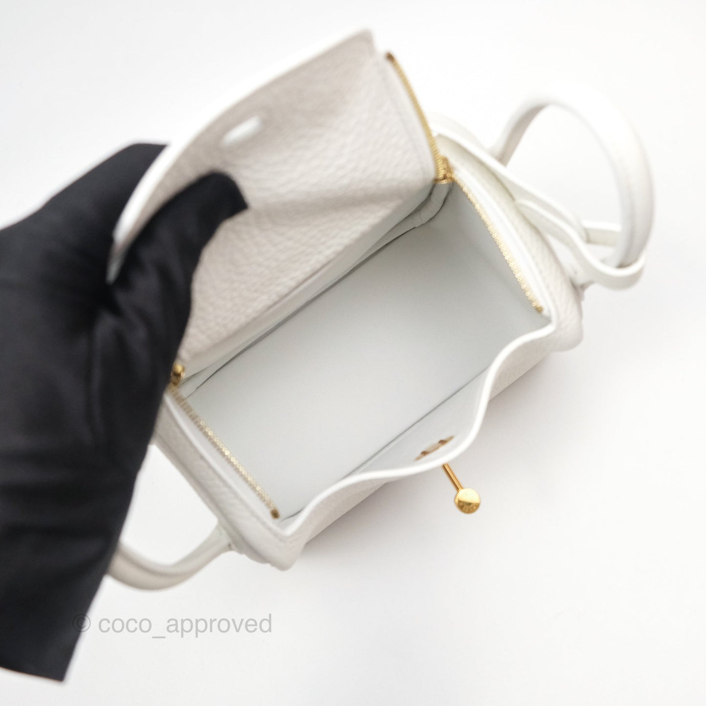 Hermès Mini Lindy 20 New White 0U Clemence Gold Hardware