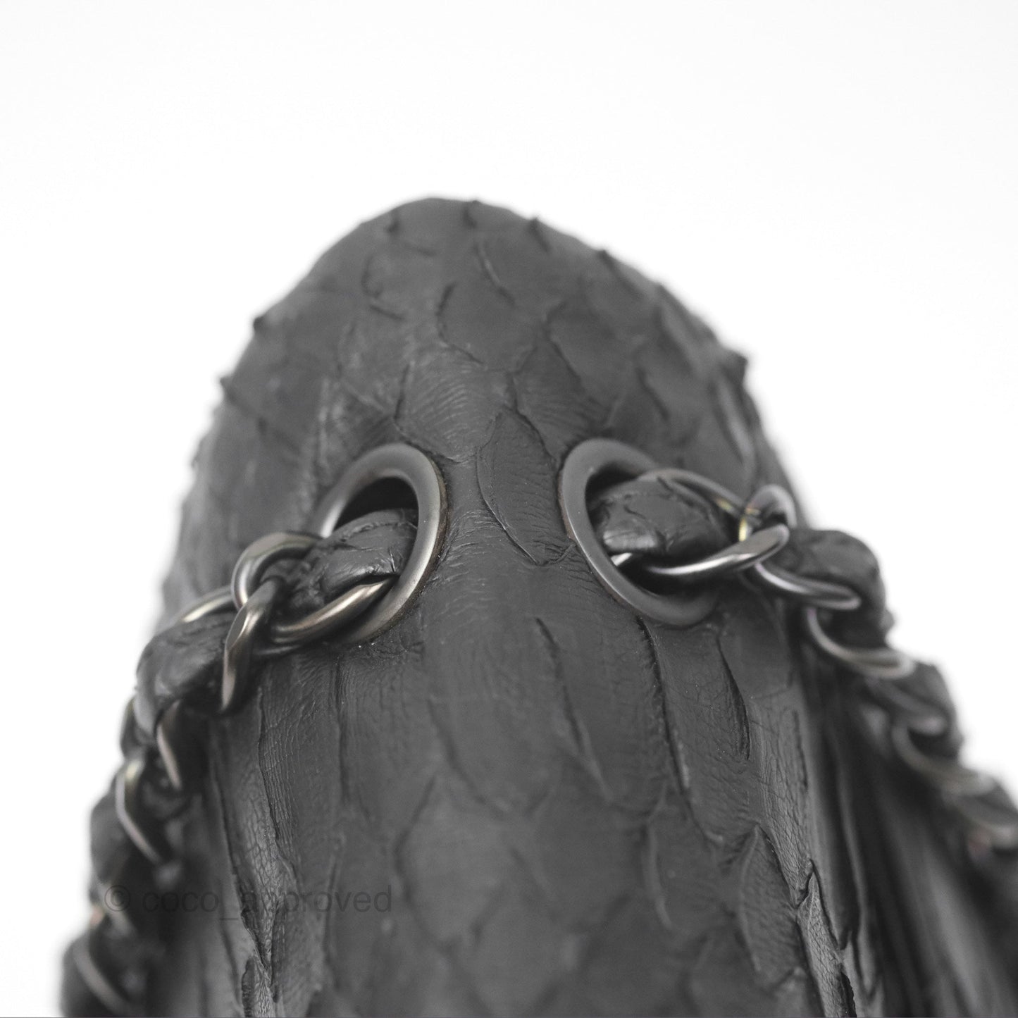 Chanel Maxi Double Flap Black Python Matte Black Hardware