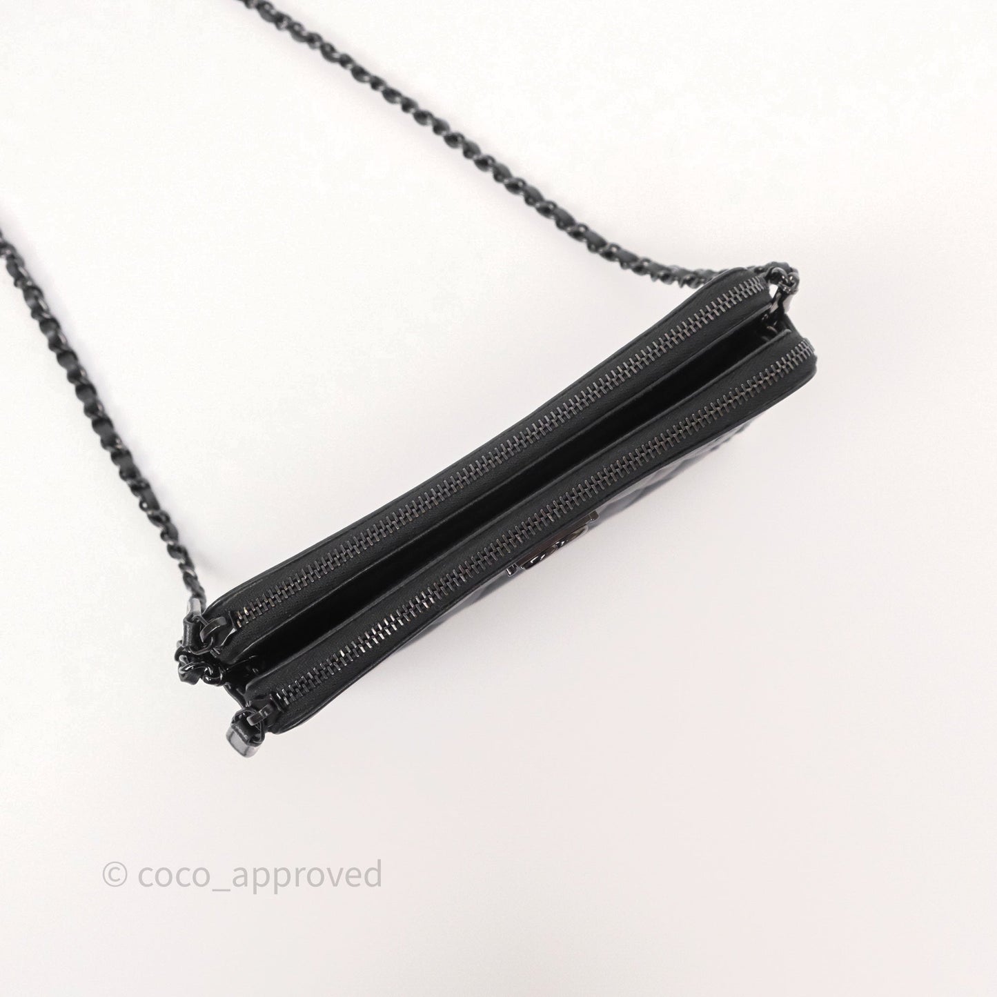 Chanel Boy Double Zip Clutch On Chain So Black Lambskin