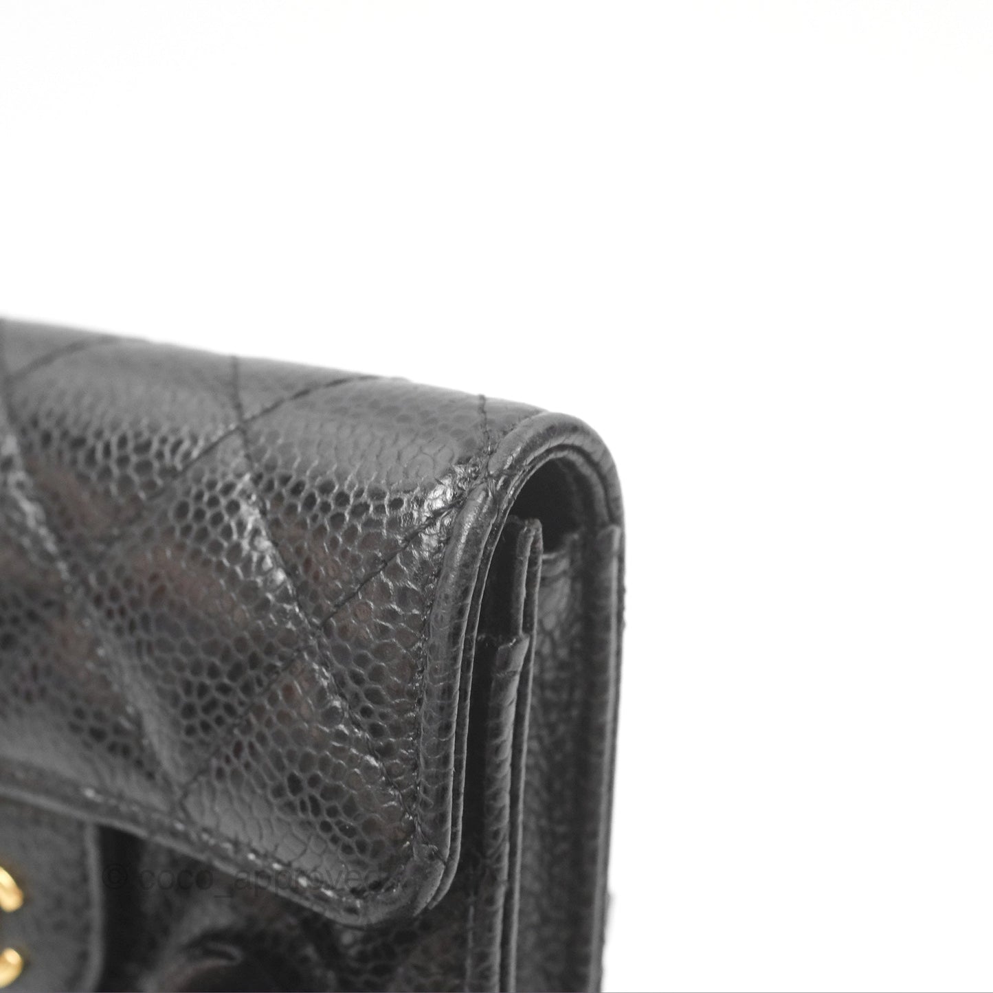 Chanel Classic Quilted Flap Card Holder Black Caviar Gold Hardware