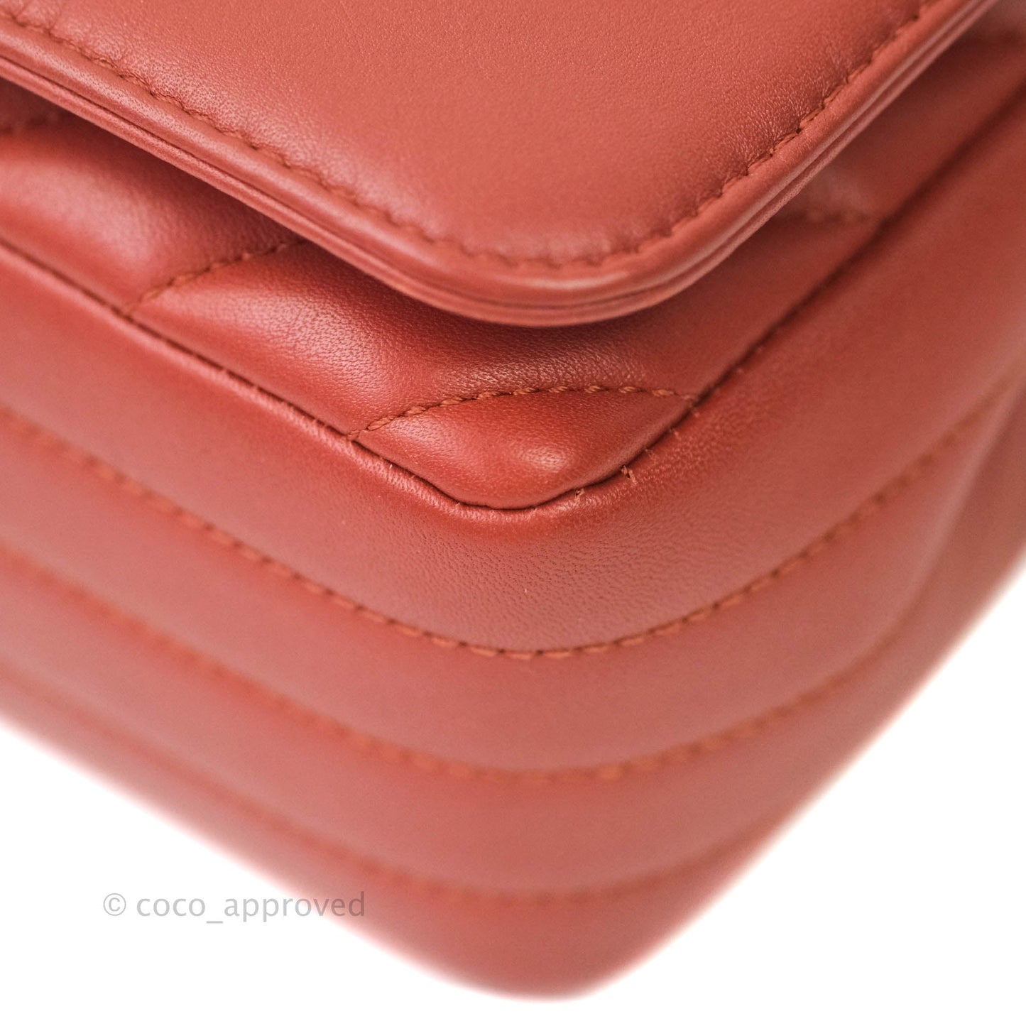 Chanel Small Statement Chevron Flap Bag Red Lambskin Gold Hardware