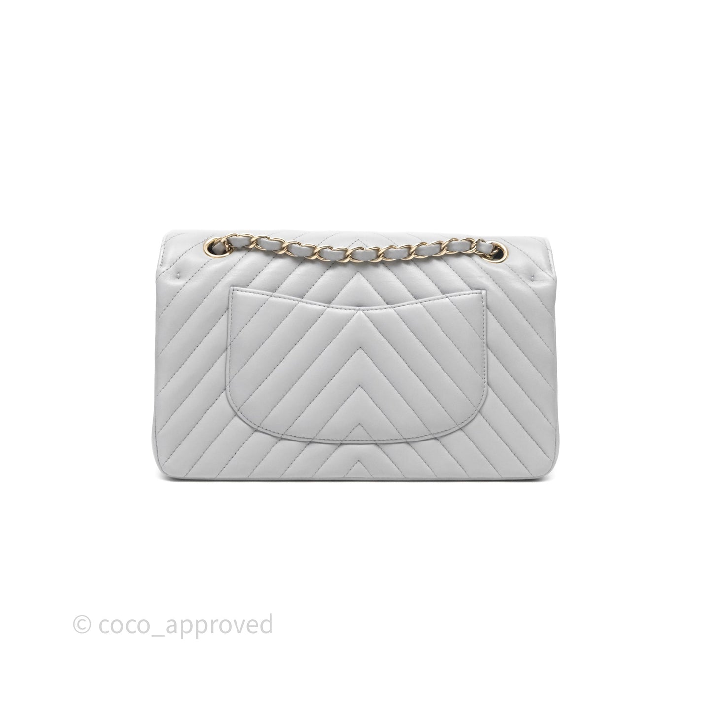 Chanel Classic M/L Medium Flap Chevron Grey Lambskin Gold Hardware