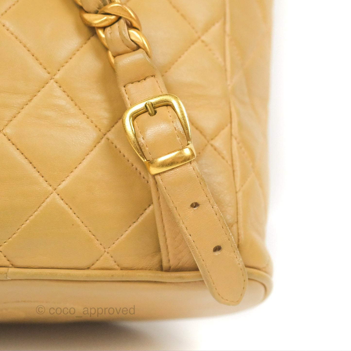 Chanel Vintage CC Duma Backpack Beige Lambskin 24K Gold Hardware
