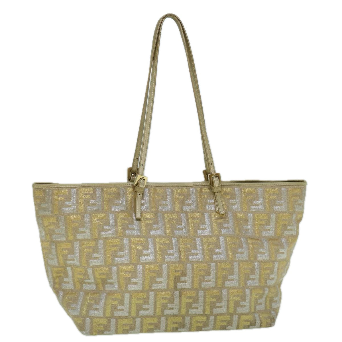 Luxury FendiZucca Canvas Tote Bag Gold Silver59911