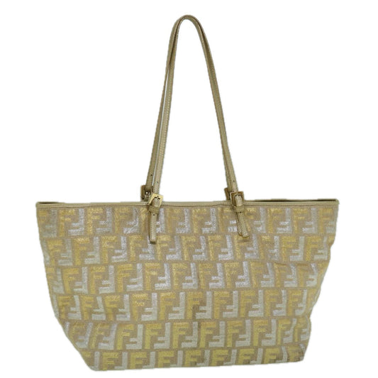 Luxury FendiZucca Canvas Tote Bag Gold Silver59911