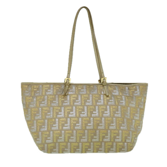 Luxury FendiZucca Canvas Tote Bag Gold Silver59911