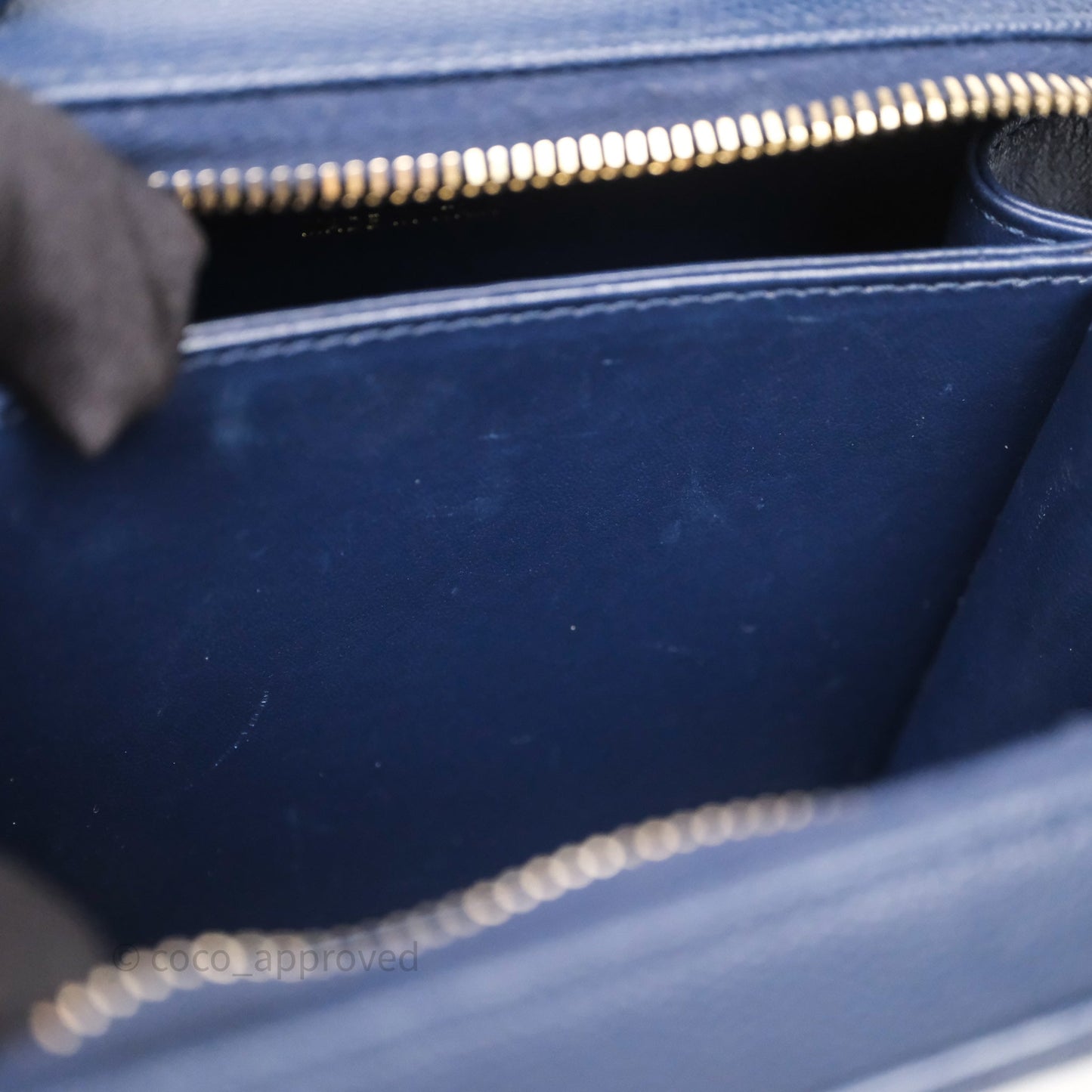 Chanel Quilted Small CC Filigree Vanity Case Navy Caviar Gold Hardware