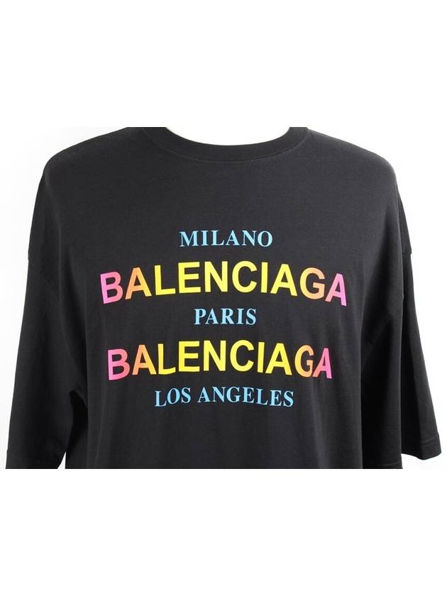 Luxury Balenciaga Rainbow logo short sleeve t shirt S