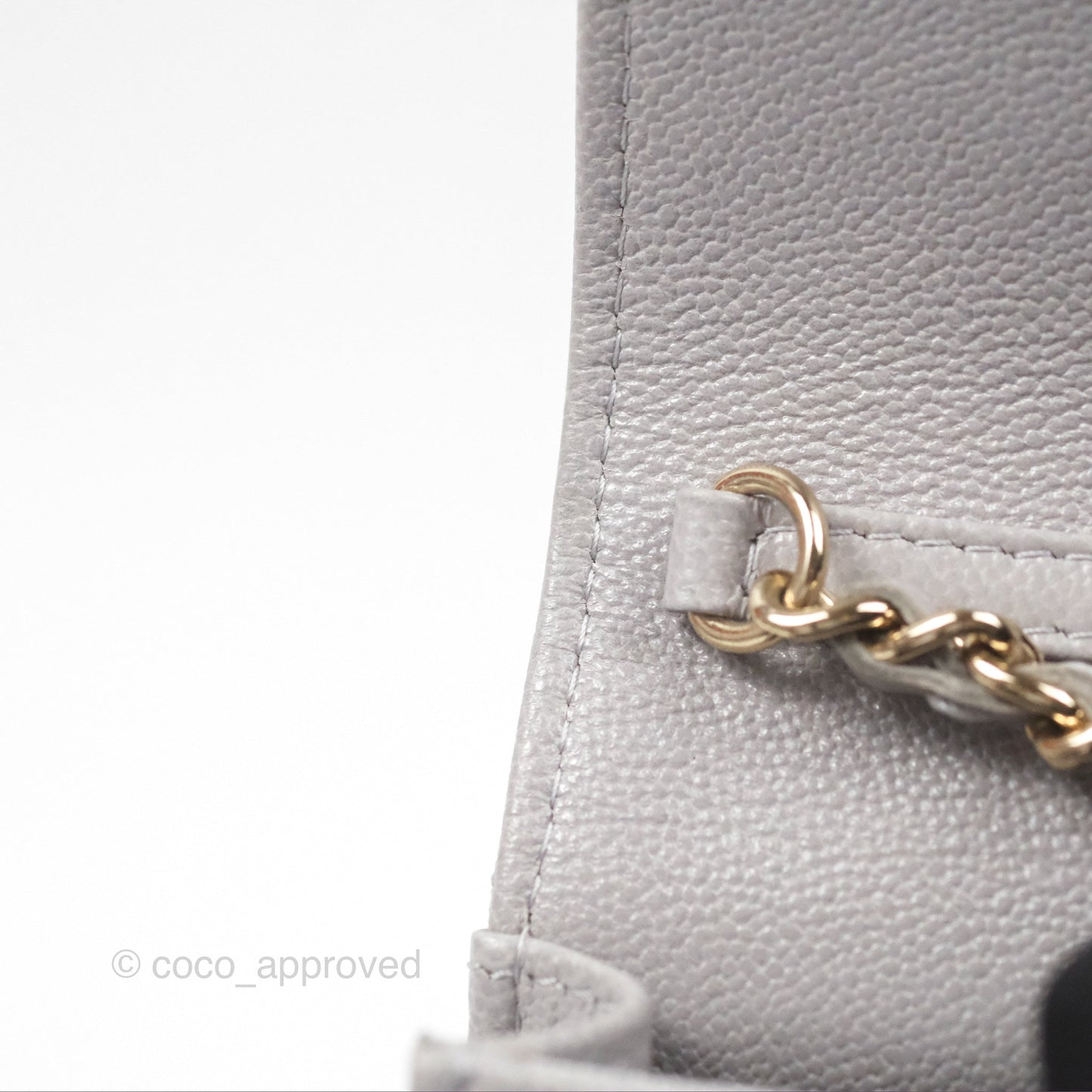 Chanel Quilted Phone Holder Grey Caviar Gold Hardware