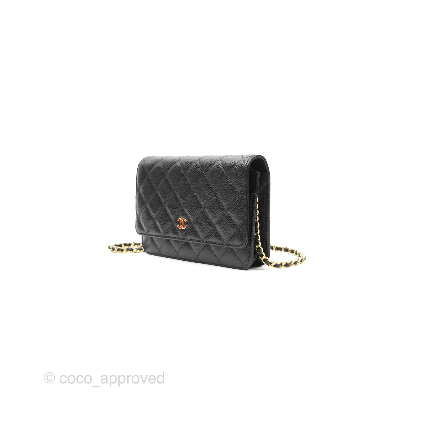 Chanel Quilted Classic Wallet On Chain WOC Black Caviar Gold Hardware