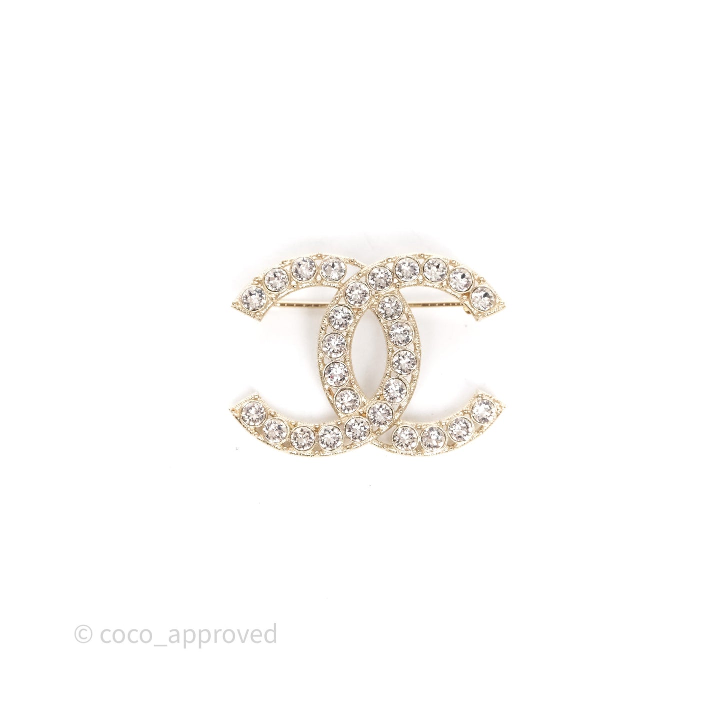 Chanel Crystal CC Brooch Gold Tone 19S