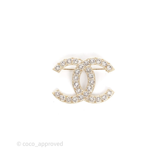 Chanel Crystal CC Brooch Gold Tone 19S