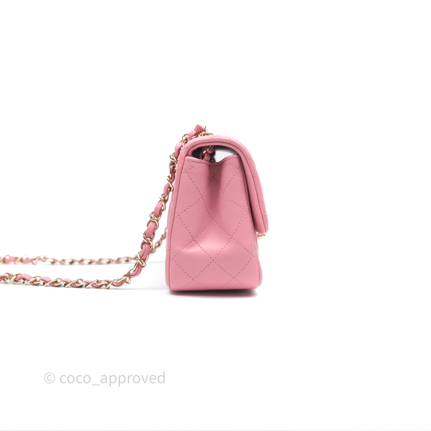 Chanel Mini Square Flap Quilted Pink Lambskin Gold Hardware