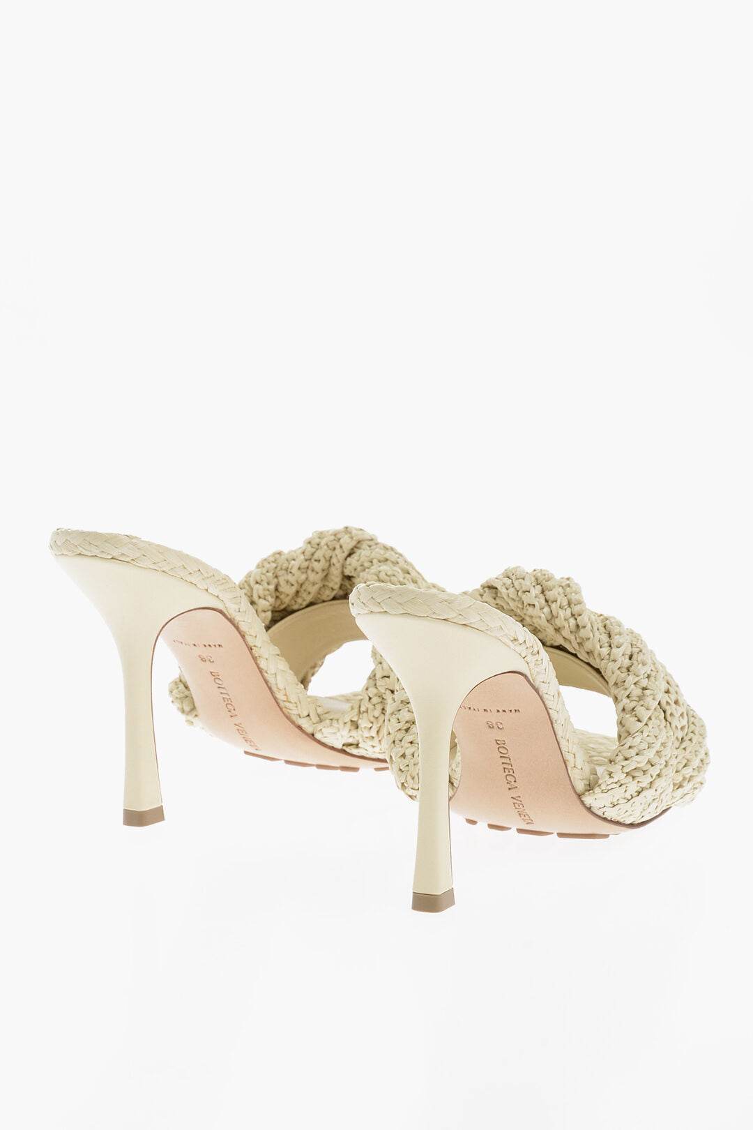 Luxury Bottega Veneta Braided Raffia Lido Sandals Heel 11 Cm