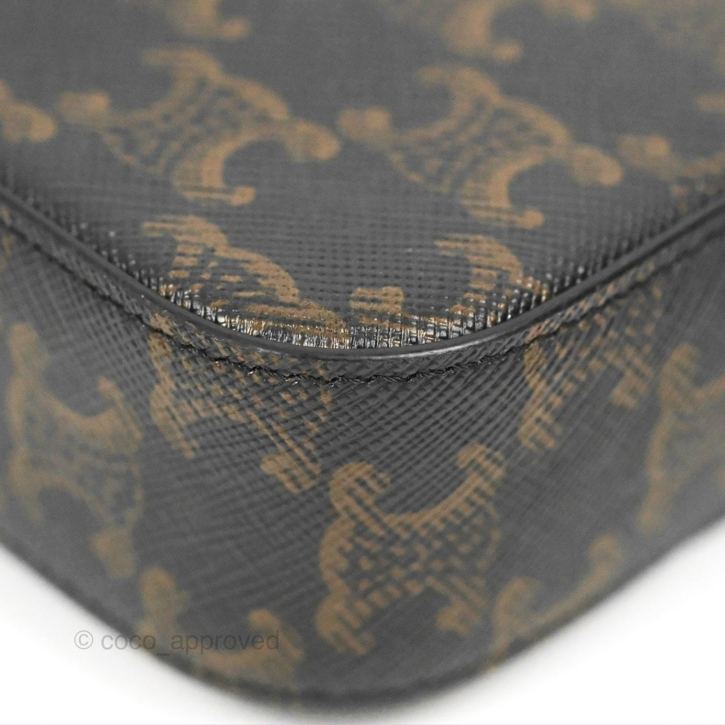 Celine Tan Canvas Calfskin Mini Triomphe