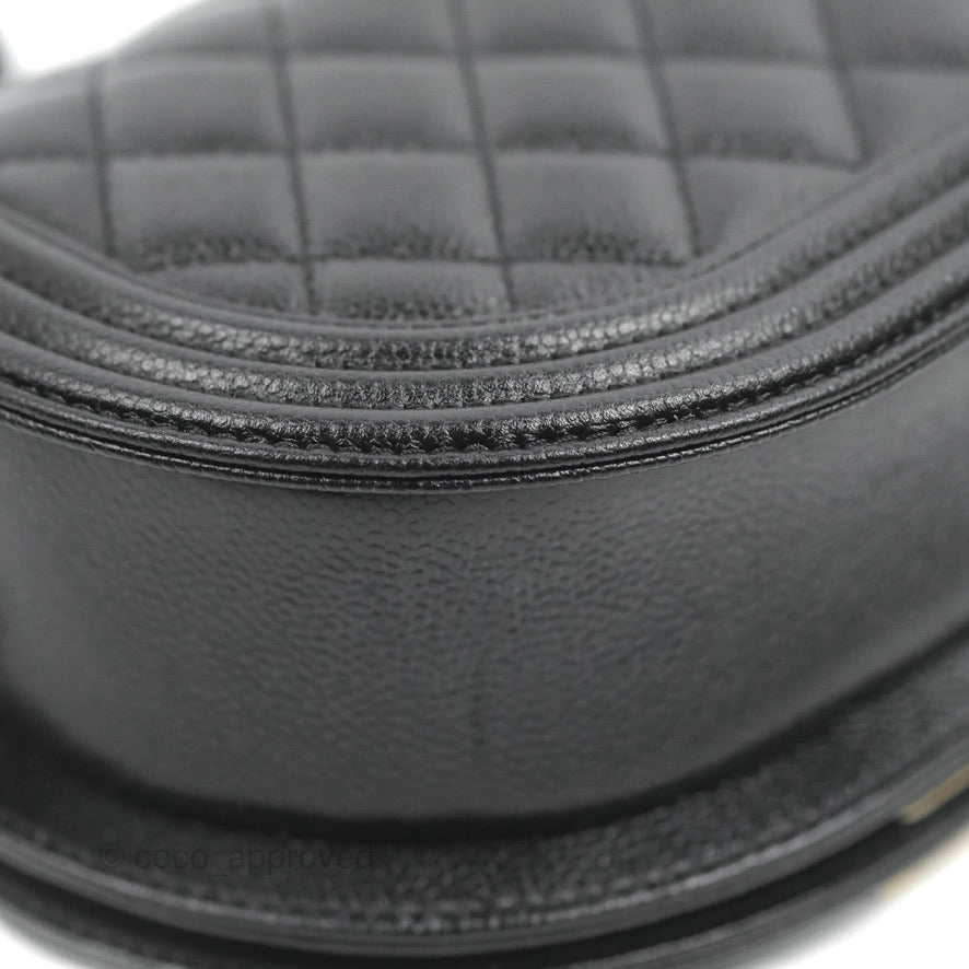 Chanel Boy Messenger Bag Black Caviar Aged Gold Hardware