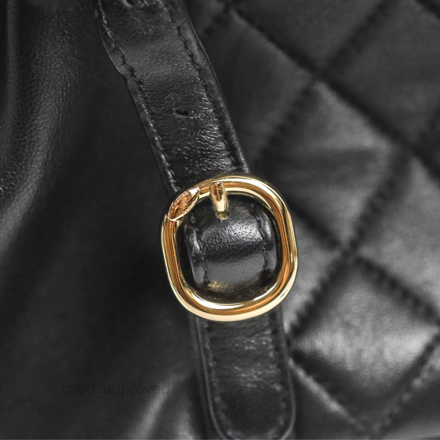 Chanel Quilted Small Duma Drawstring Backpack Black Lambskin Gold Hardware
