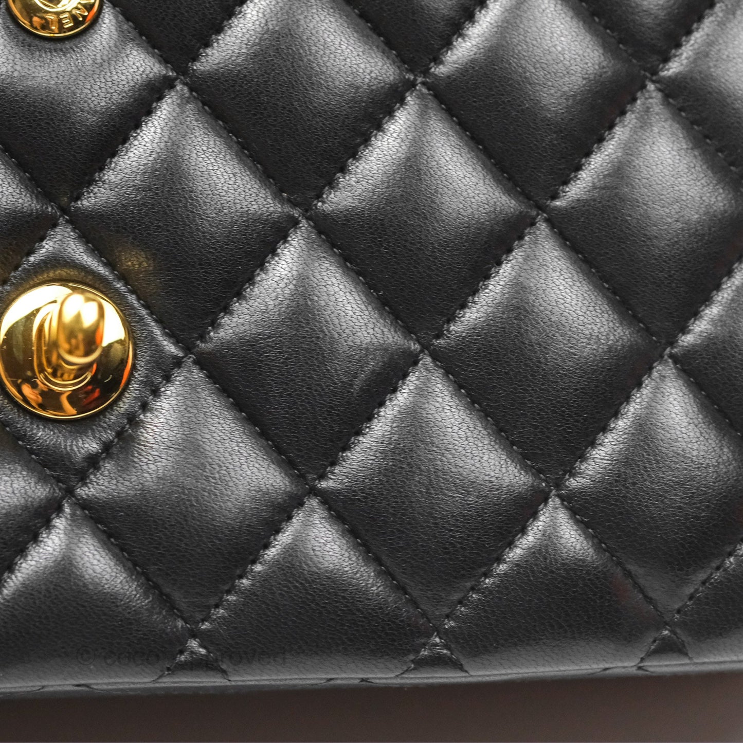 Chanel Classic M/L Medium Flap Quilted Black Lambskin Gold Hardware