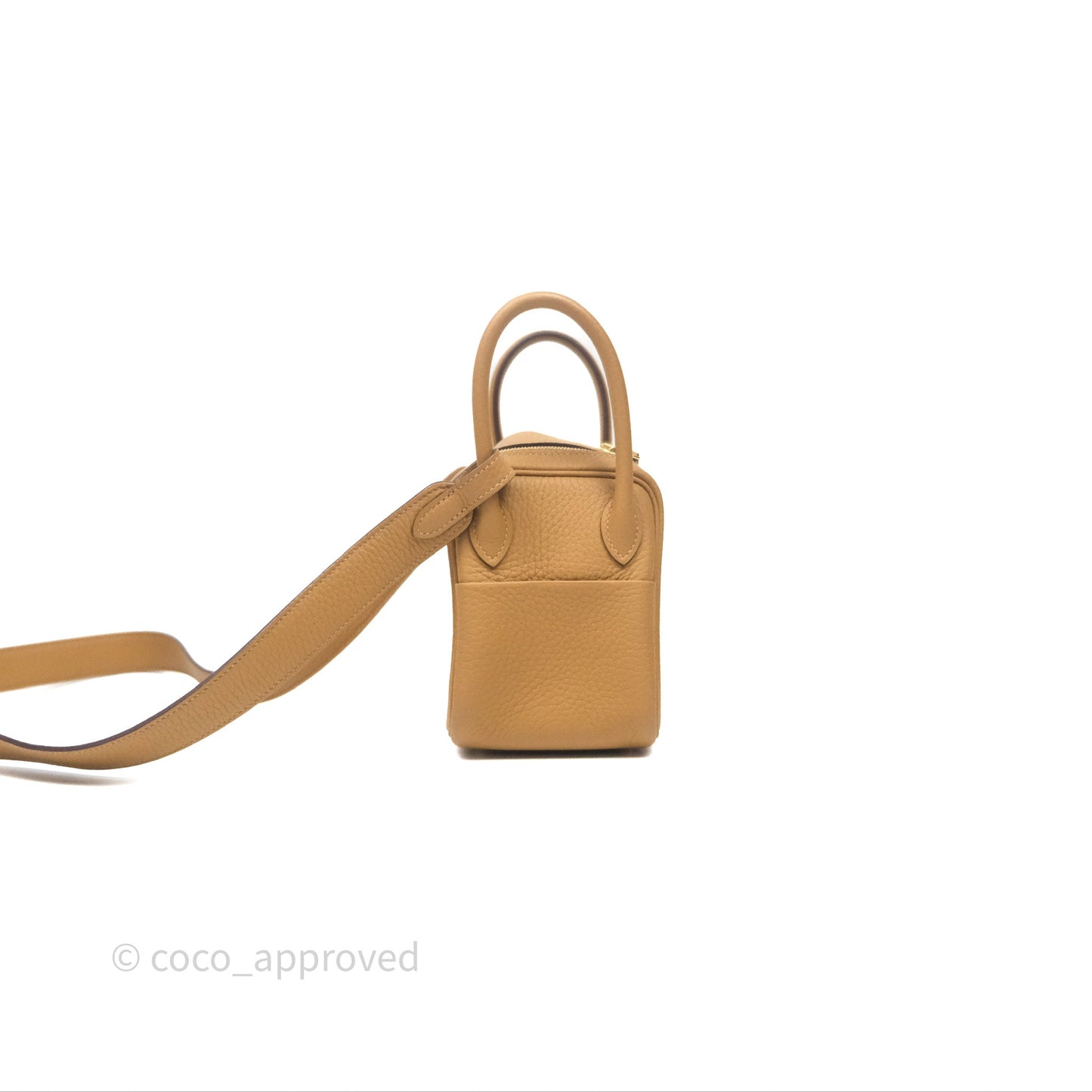 Hermès Mini Lindy 20 Biscuit 4B Clemence Gold Hardware With Rodeo