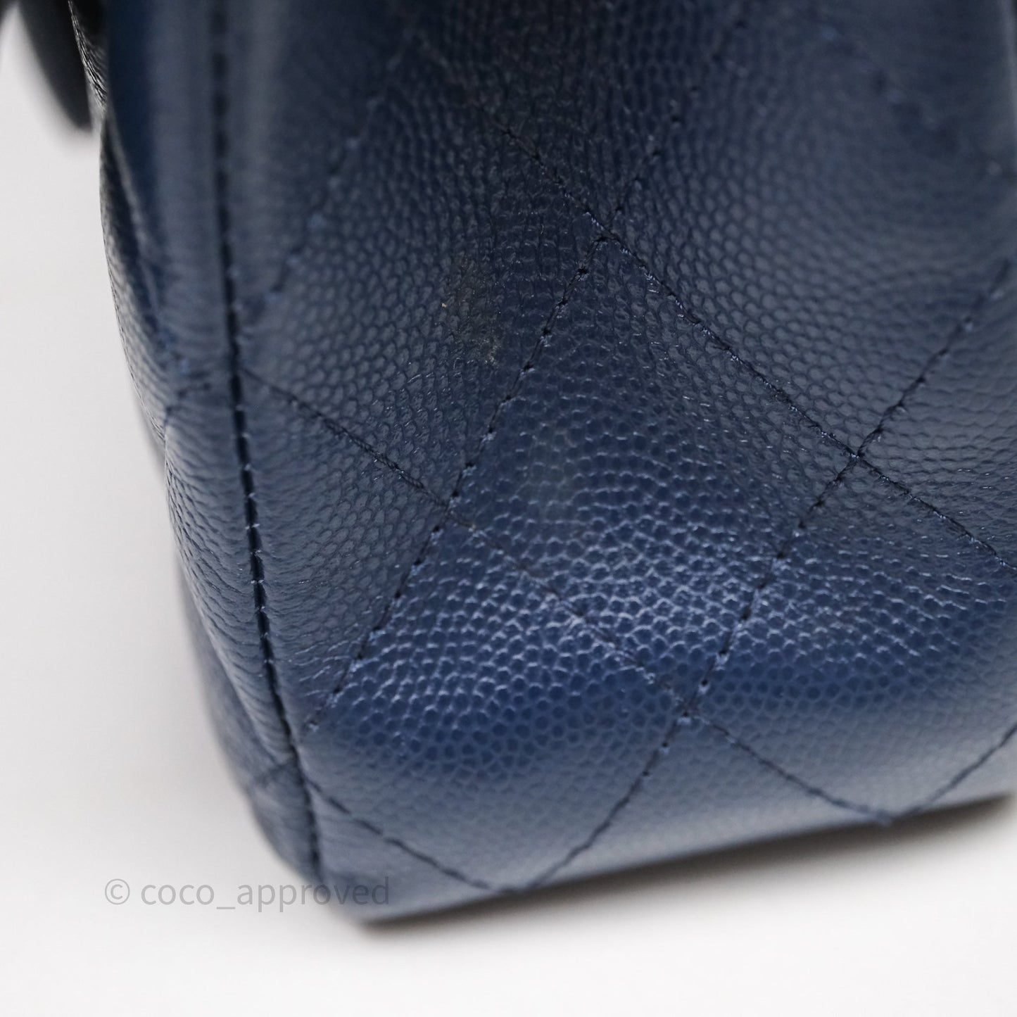 Chanel Medium Classic Flap Quilted Dark Blue Caviar Gold Hardware
