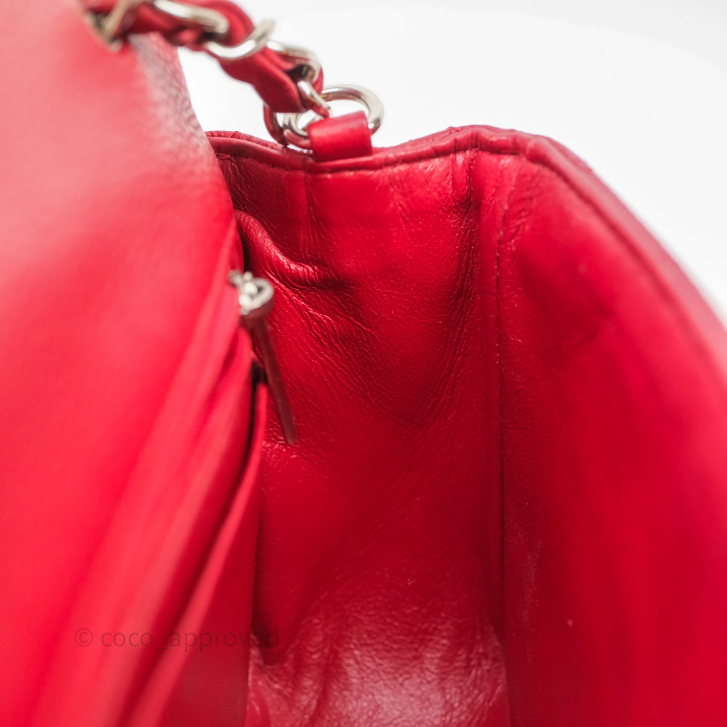 Chanel Quilted Mini Rectangular Flap Red Caviar Silver Hardware
