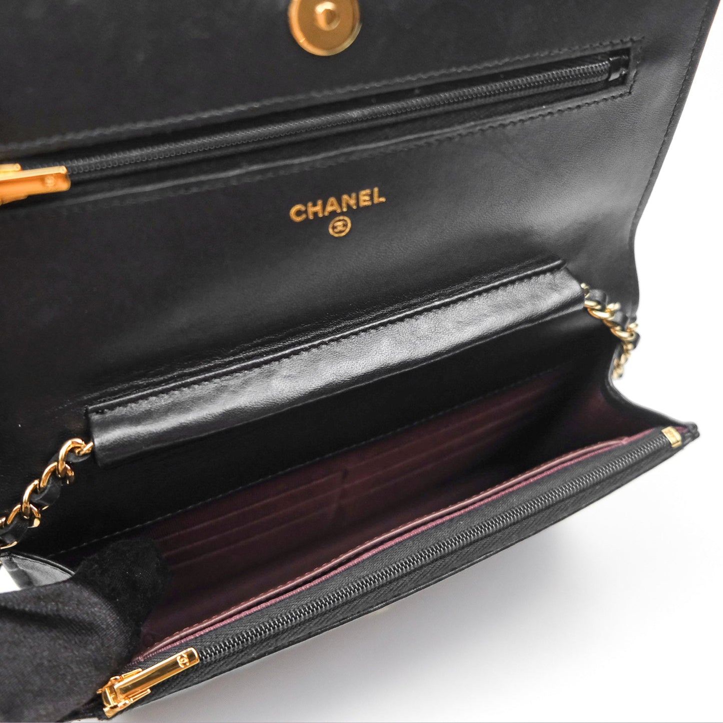 Chanel Quilted Classic WOC Black Lambskin Gold Hardware