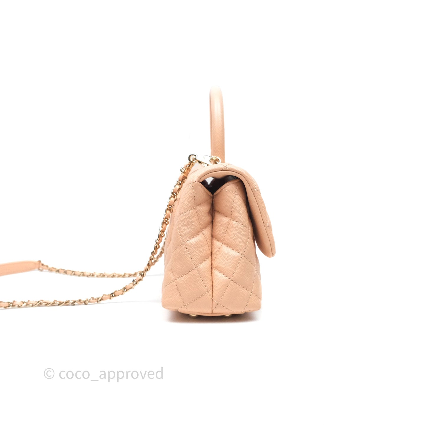 Chanel Small Coco Handle Quilted Pink Beige Caviar Gold Hardware