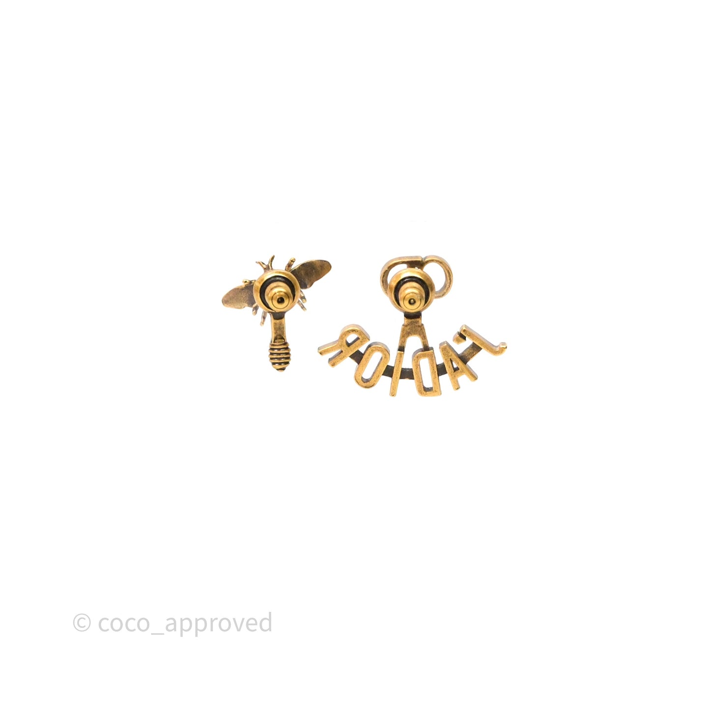 Christian Dior J'Adior Bee Earrings Aged Gold Tone