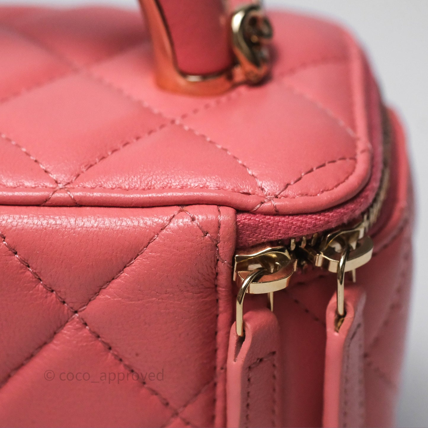 Chanel Vanity Rectangular Top Handle Pink Lambskin Gold Hardware