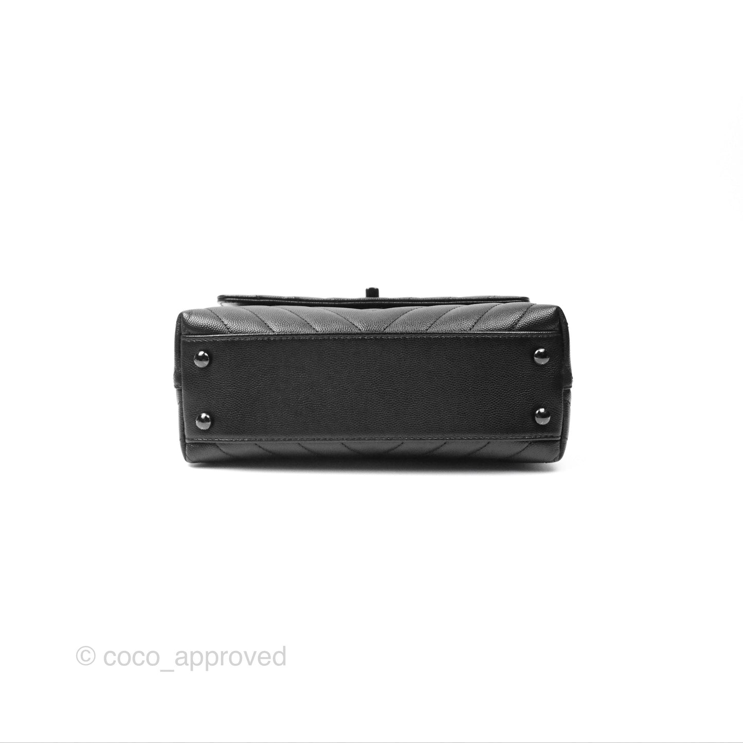 Chanel Small Coco Handle Chevron So Black Caviar
