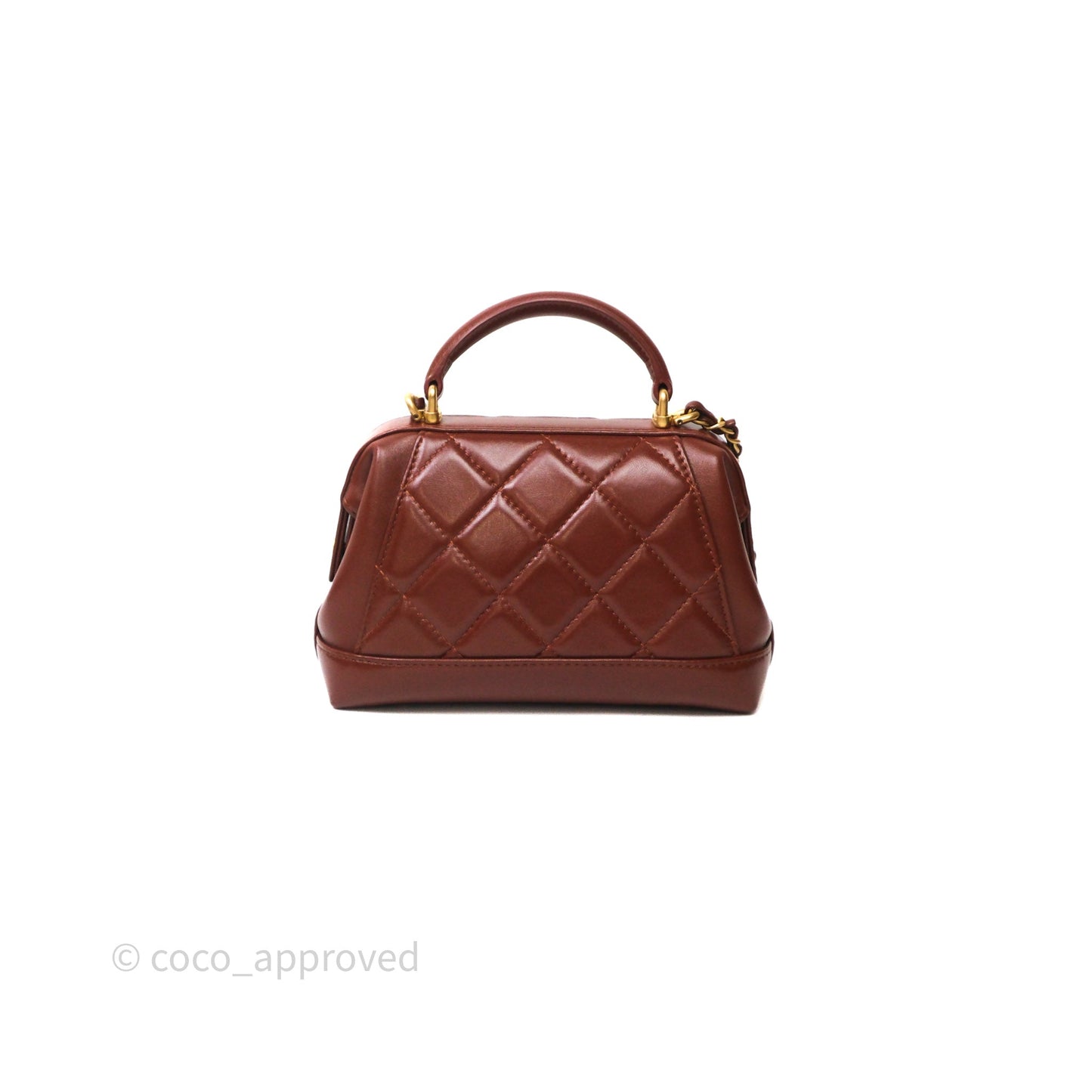 Chanel Mini Cocodoc Doctor Bag Quilted Brown Shiny Lambskin Aged Gold Hardware 24A