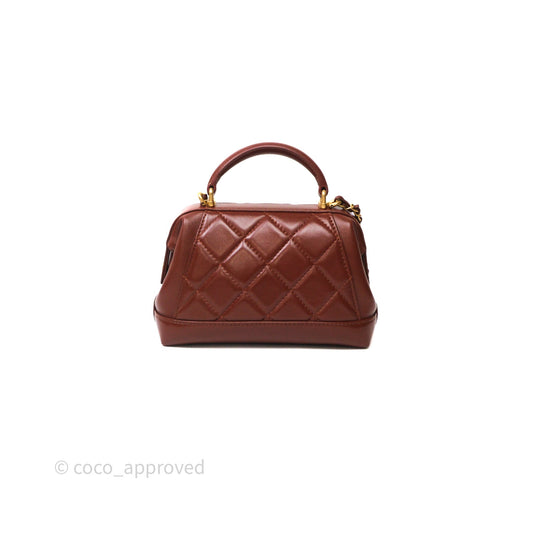 Chanel Mini Cocodoc Doctor Bag Quilted Brown Shiny Lambskin Aged Gold Hardware 24A