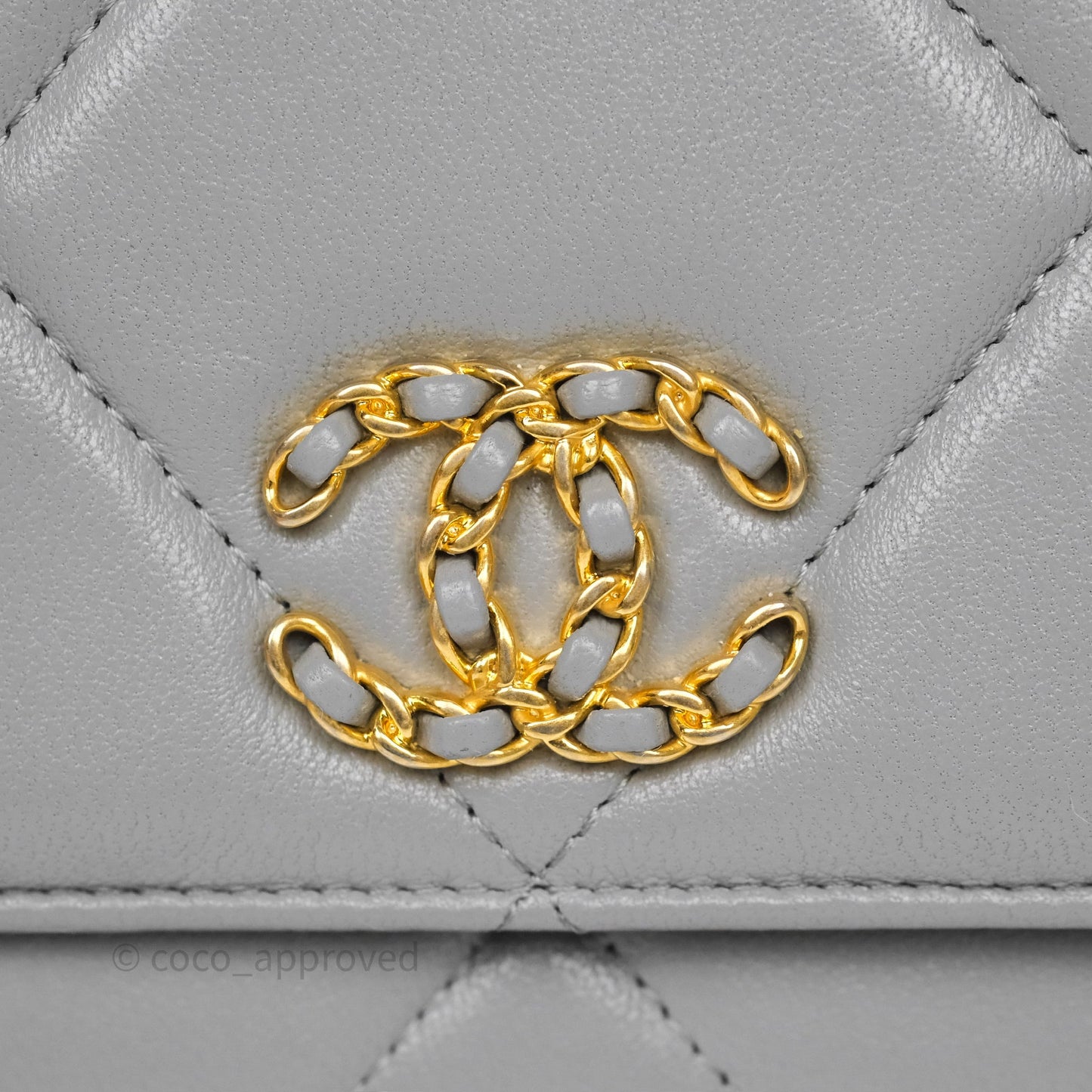 Chanel 19 Wallet on Chain WOC Grey Lambskin Mixed Hardware