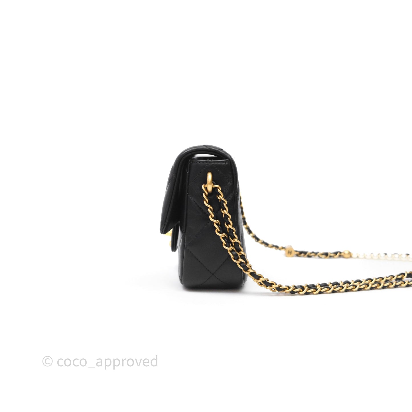 Chanel My Perfect Mini With Pearl Quilted Black Lambskin Gold Hardware