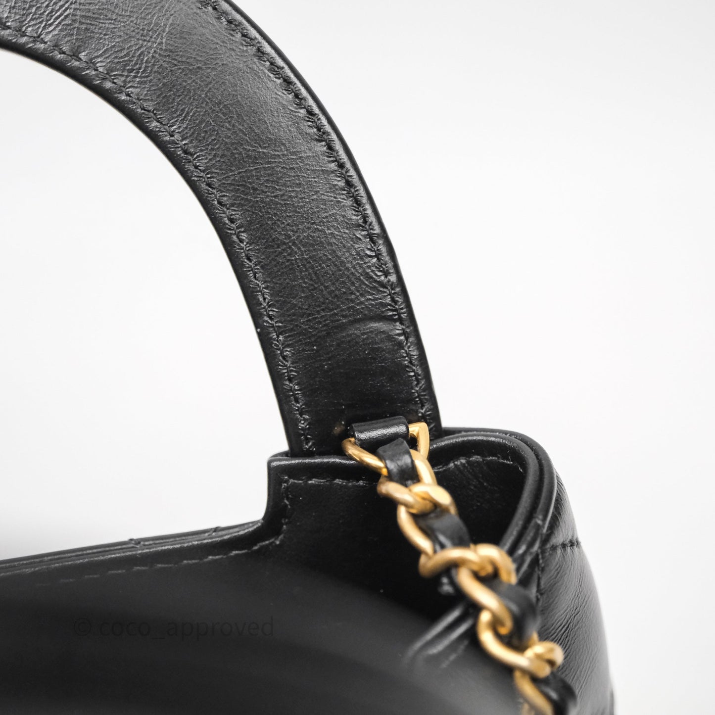 Chanel Kelly Bag Quilted Black Shiny Crumpled Calfskin Aged Gold Hardware