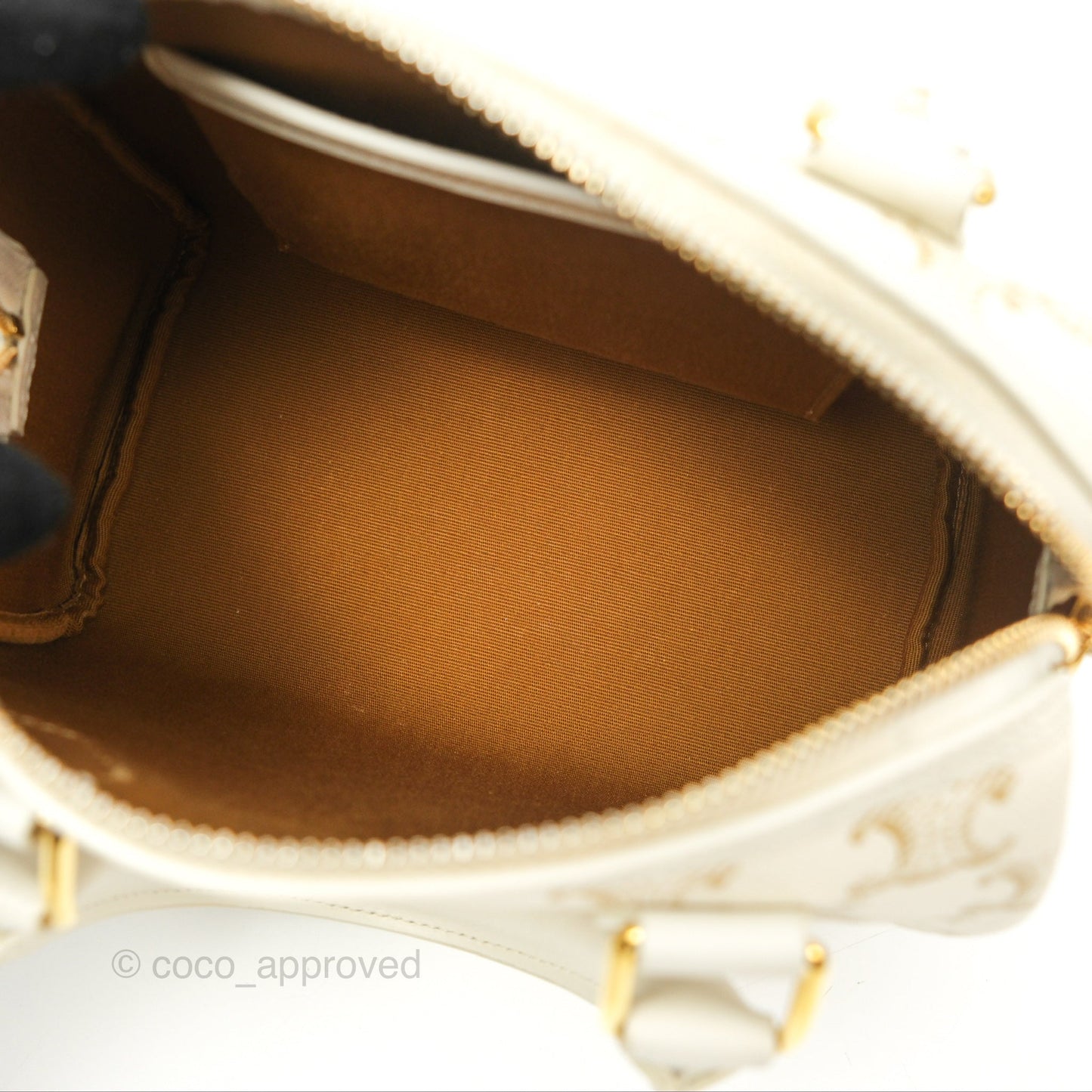 Celine Small Triomphe Canvas Boston Bag White Calfskin