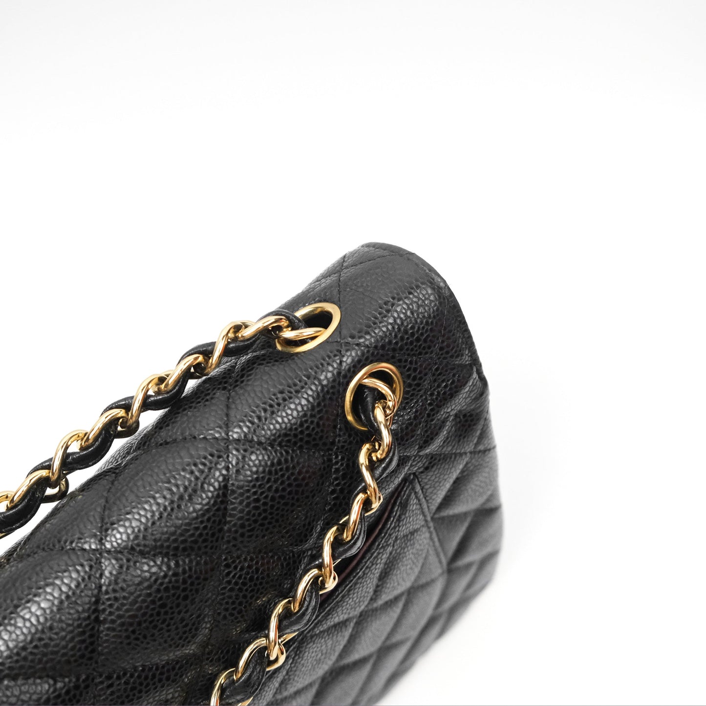 Chanel Jumbo Double Flap Quilted Black Caviar Gold Hardware⁣⁣